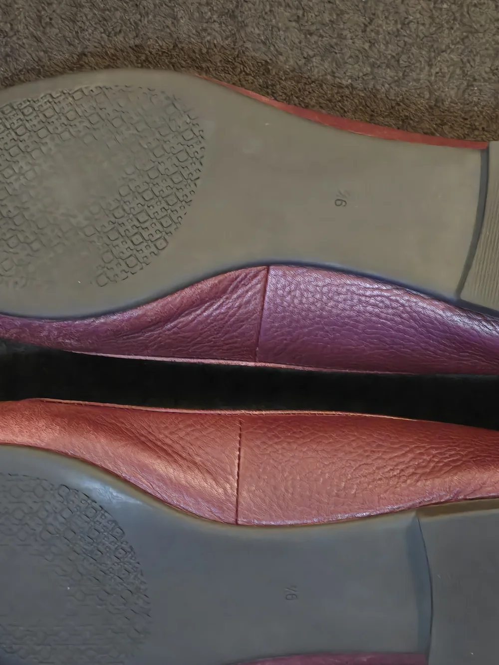 Women's Burgundy Leather Ballet Flats with Logo Medallion